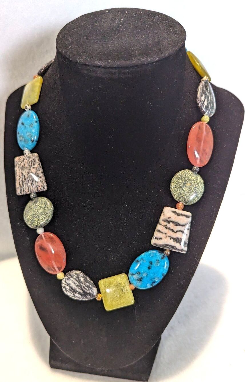 Gemstone Necklace Hexagon, Oblong, Square and Round in Various Stones